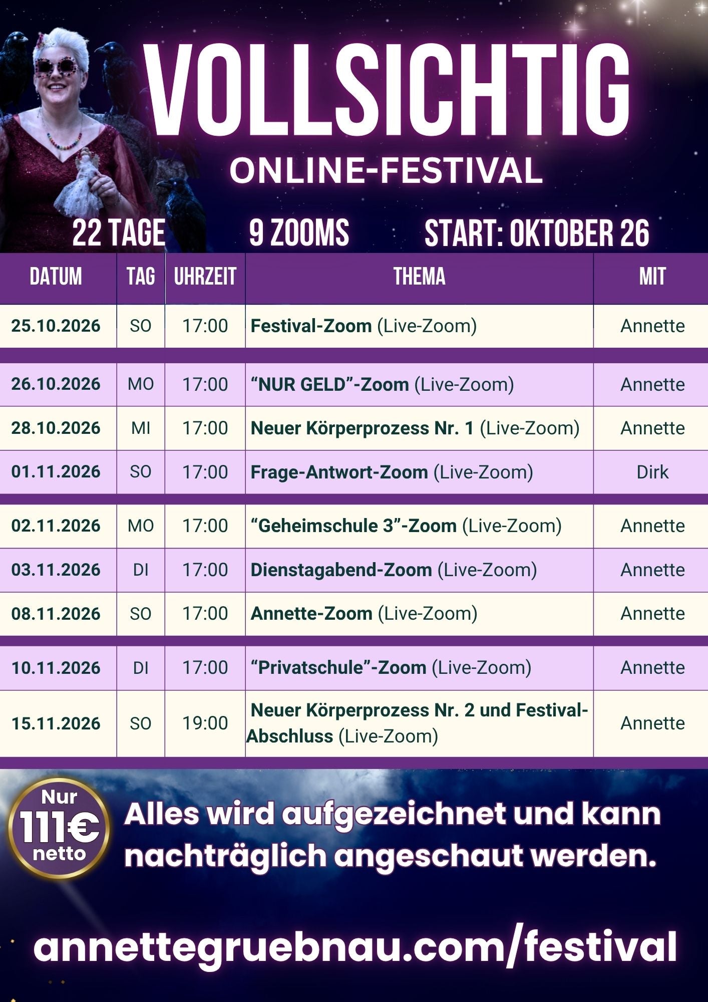 VOLLSICHTIG - Online-Festival mit Annette Grübnau