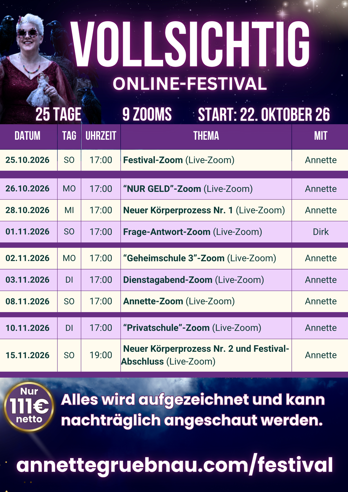 VOLLSICHTIG - Online-Festival mit Annette Grübnau